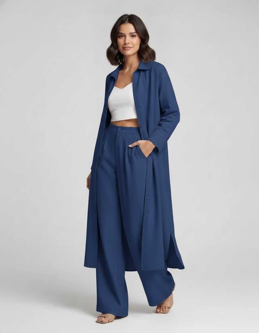 Cassia Longline Shirt Trouser Set