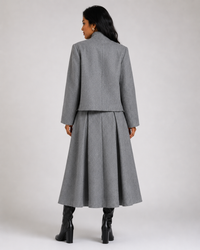 Odette Grey Blazer & Pleated Skirt Set