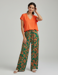 Olympia V-Neck Top & Floral Wide-Leg Trouser Set