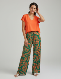 Olympia V-Neck Top & Floral Wide-Leg Trouser Set