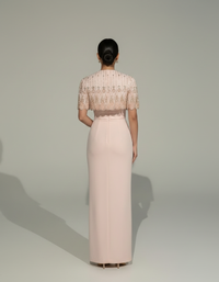 Fiorella Beaded Evening Maxi Dress with Cape