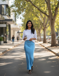 Bronte Satin-Look High-Waist Midi Skirt