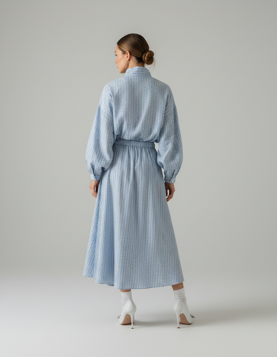 Delphine Striped Jacket & A-Line Skirt Set