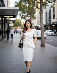 Seraphina Fitted Short-Sleeve Midi Dress