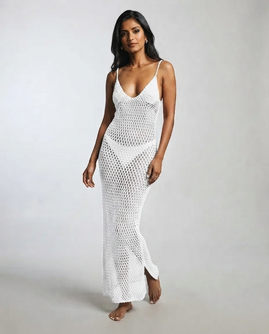 Tessa Crochet Cut-Out Beach Cover-Up Dress