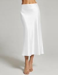 Odelia Satin-Look High-Waist Midi Skirt