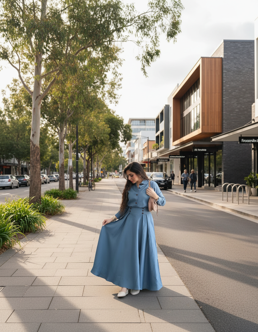 Elara Collared Shirt & Maxi Skirt Set