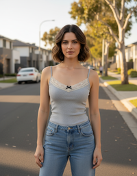Daphne Lace-Trim Cropped Camisole Top