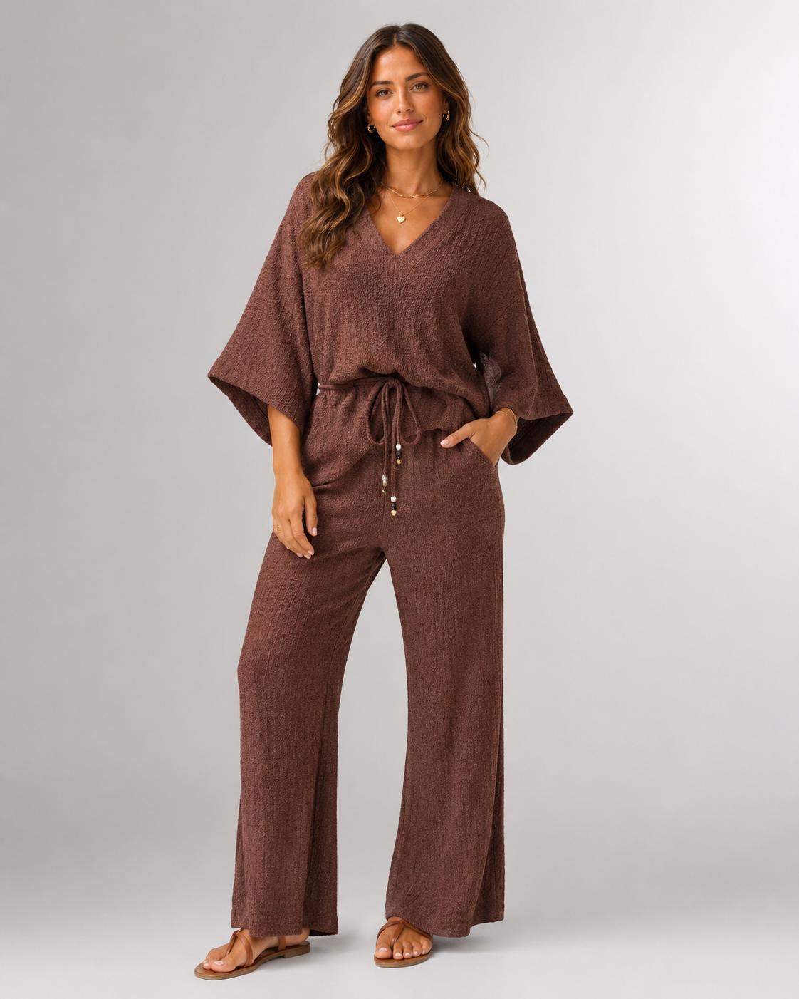 Freya Tie-Waist Top & Wide-Leg Trouser Set