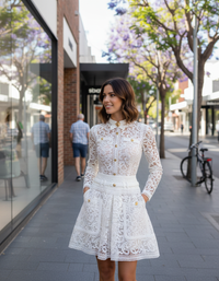 Greer Lace Cut-Out A-Line Midi Dress