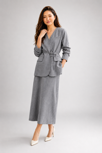 Celeste Belted Blazer & Split Skirt Set