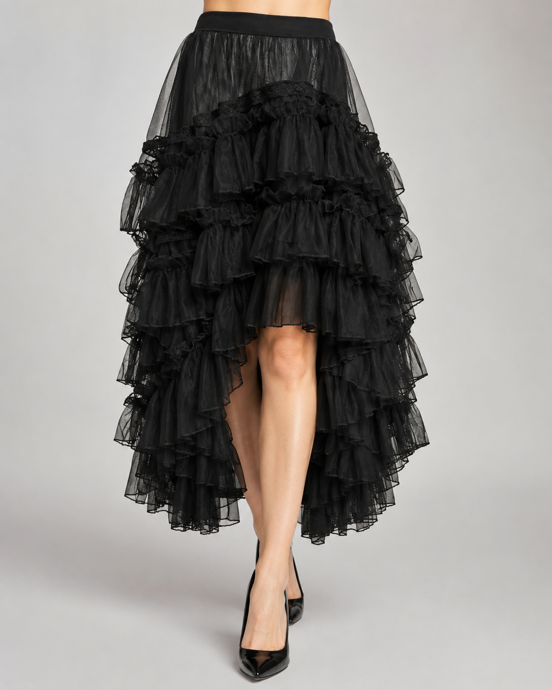 Oriina Gothic Lolita Layered Tulle Maxi Skirt
