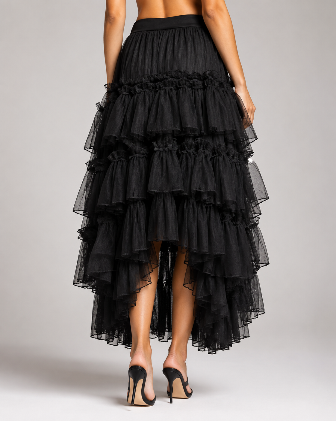 Oriina Gothic Lolita Layered Tulle Maxi Skirt