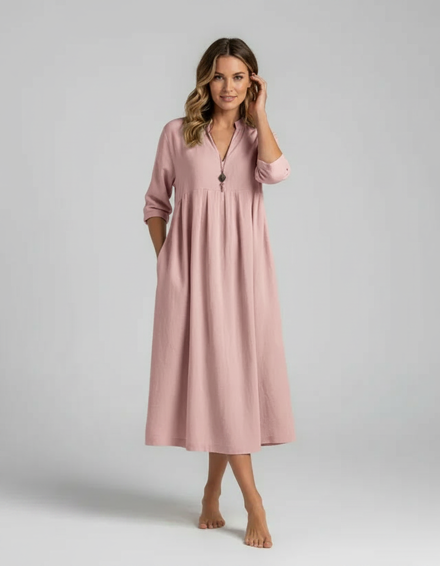 Daria Cotton-Blend V-Neck Maxi Dress