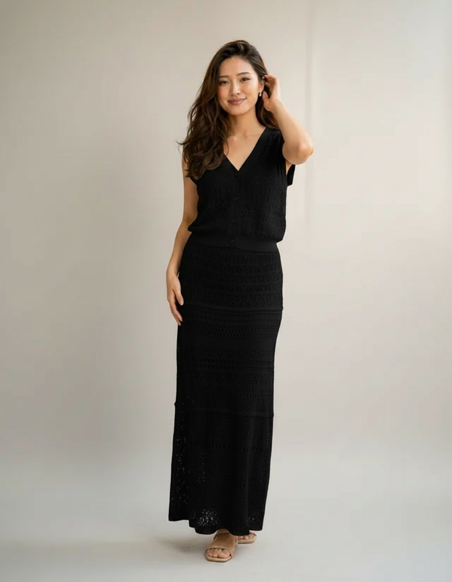 Felicity Crochet Vest & Skirt Set