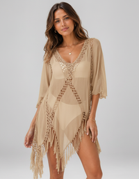 Quinn Crochet Halter-Neck Beach Cover-Up Dress