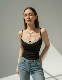 Daphne Lace-Trim Cropped Camisole Top