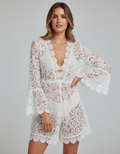 Grace Crochet V-Neck Beach Cover-Up Dress