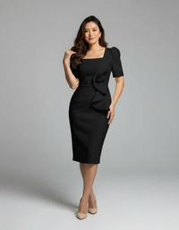 Seraphina Fitted Short-Sleeve Midi Dress