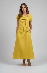 Josephine Knot-Front V-Neck Midi Dress