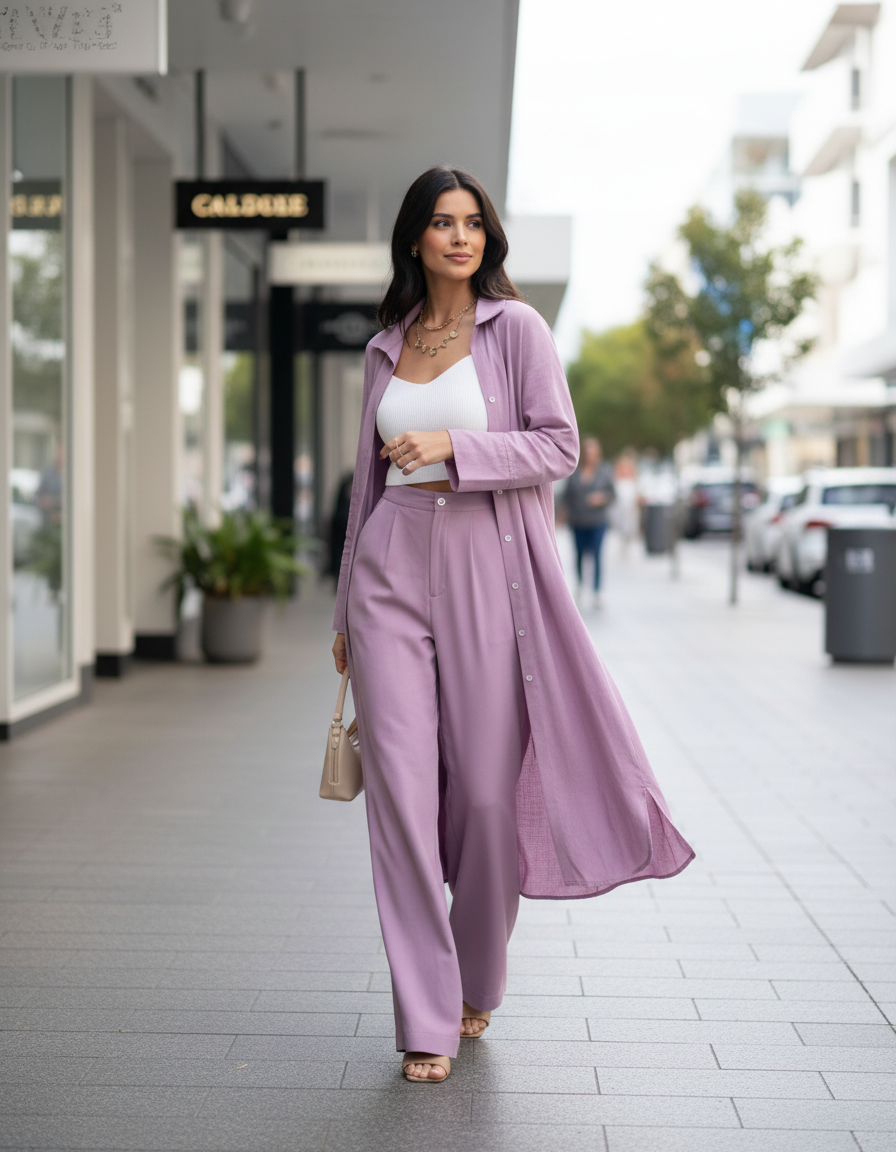 Cassia Longline Shirt Trouser Set