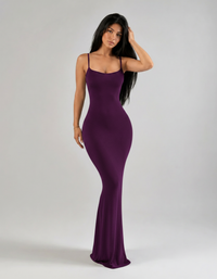 Roksana Satin-Look Backless Maxi Slip Dress