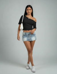 Imogen One-Shoulder Ruched Crop Top