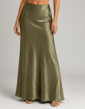 Calla Satin-Look High-Waist Midi Skirt