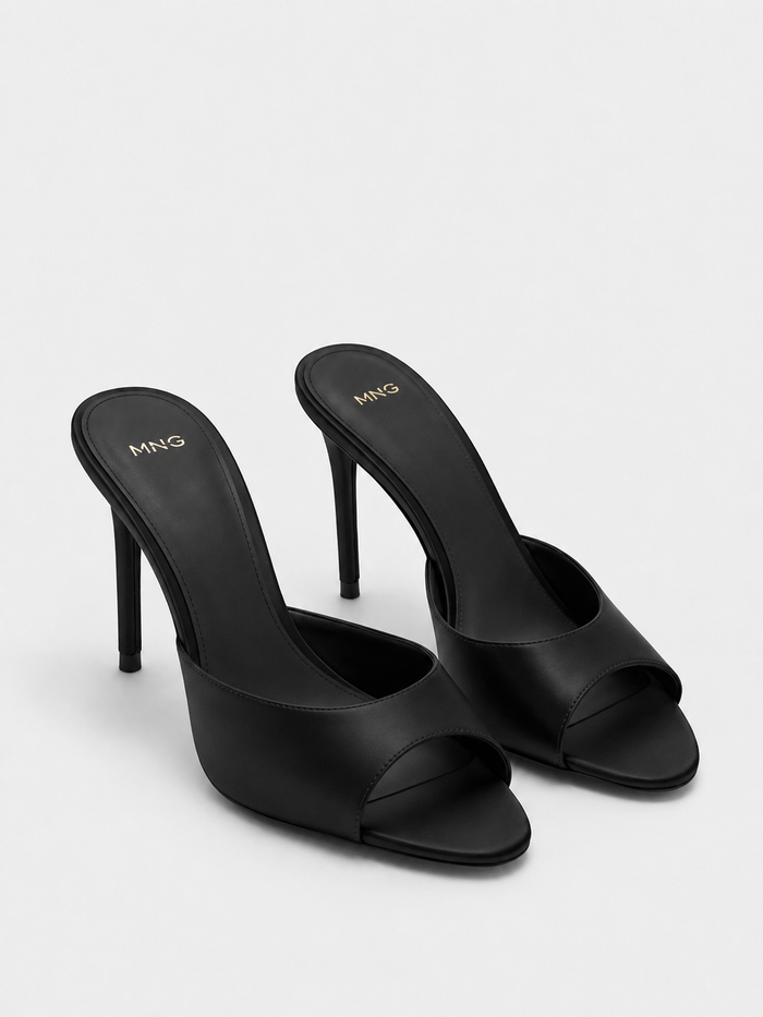 Nolisse Satin-Look Peep-Toe Stiletto Mules