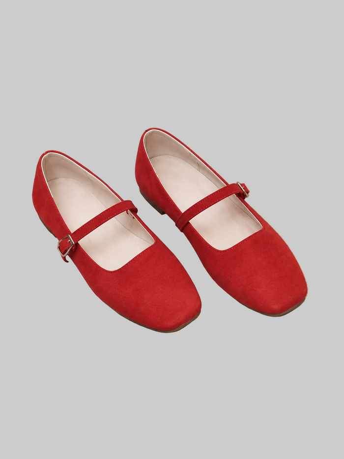Maisie Leather Square-Toe Mary Jane Flats