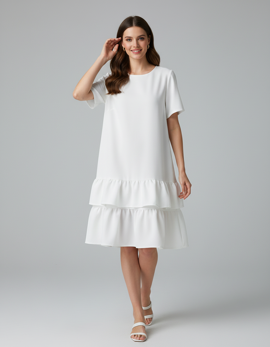 Pippa Plus-Size Ruffle-Hem Midi Dress