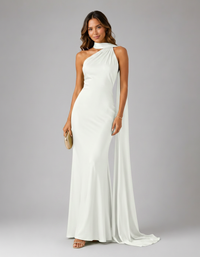 Oriana Satin-Look Halter-Neck Maxi Dress