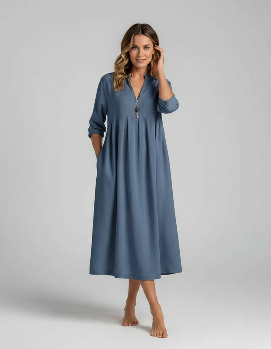 Daria Cotton-Blend V-Neck Maxi Dress