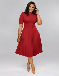 Primrose Belted Pleated Midi Dress