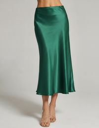 Odelia Satin-Look High-Waist Midi Skirt