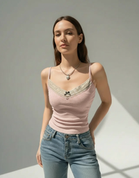 Daphne Lace-Trim Cropped Camisole Top
