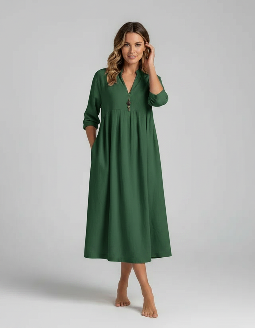 Daria Cotton-Blend V-Neck Maxi Dress