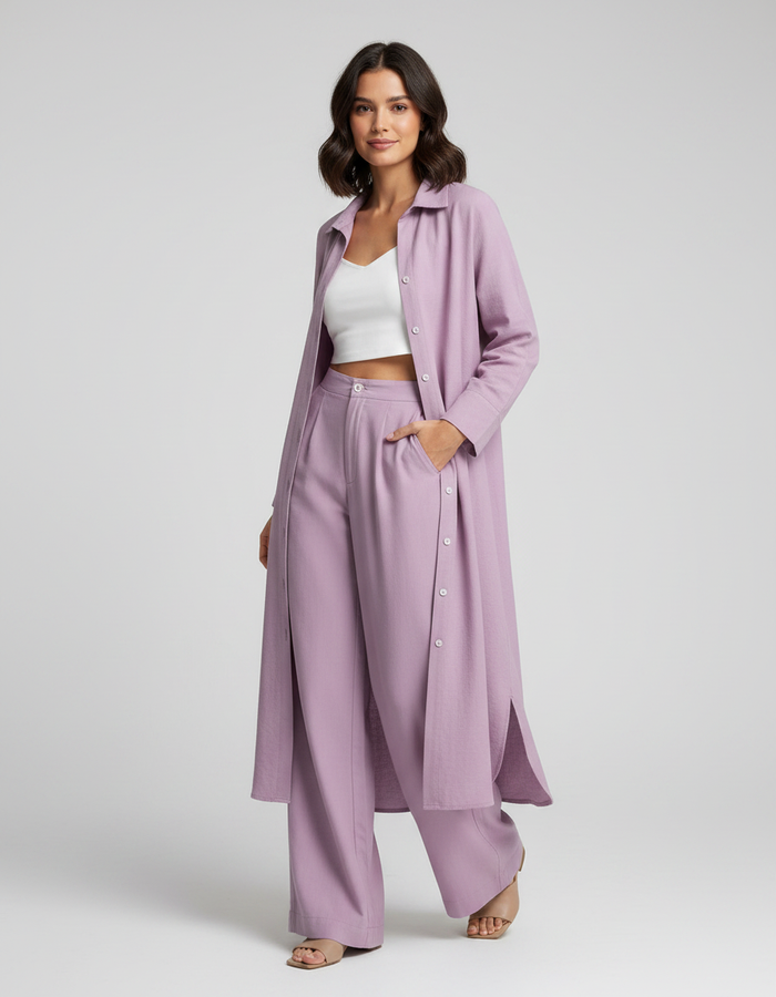 Cassia Longline Shirt Trouser Set