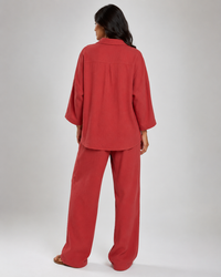 Nerine Long-Sleeve Shirt & Wide-Leg Trouser Set