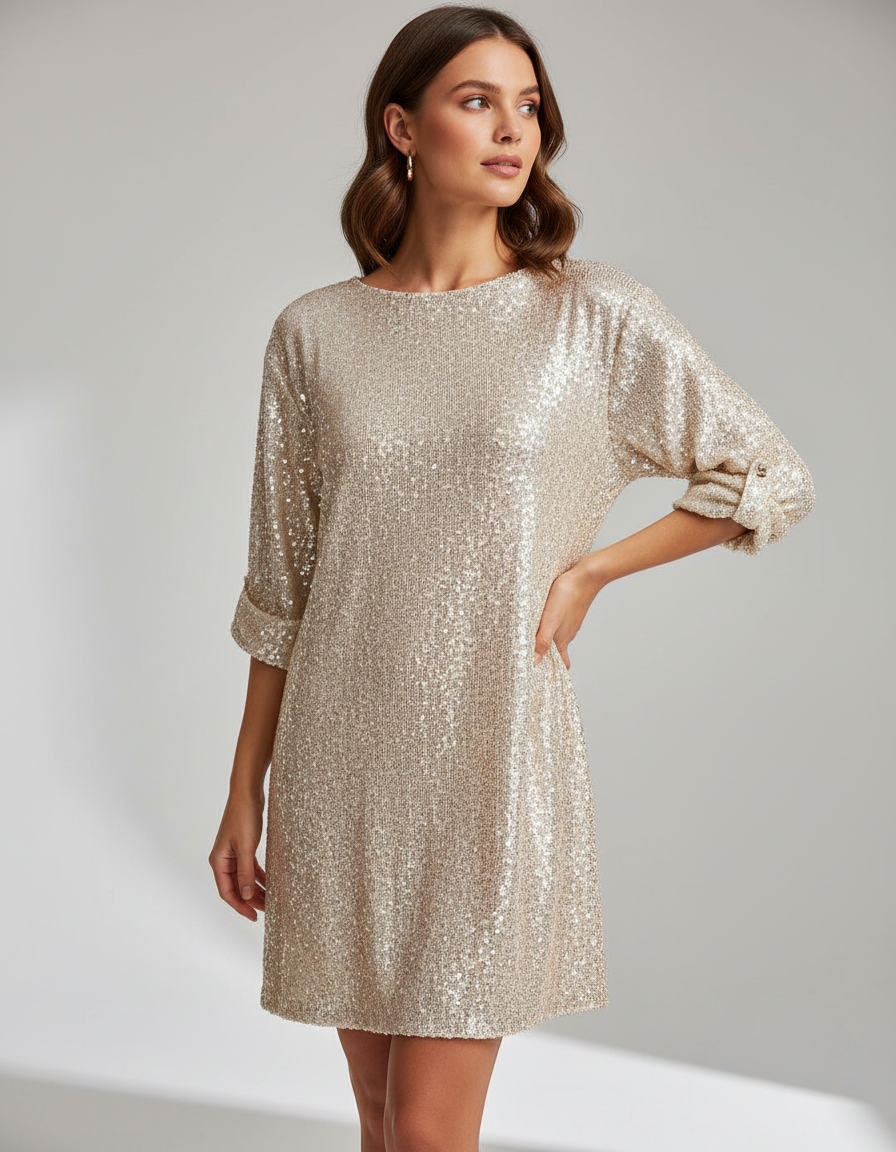 Tindra Sequin Long-Sleeve Mini Dress