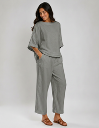 Raina Short-Sleeve Top & Trouser Set