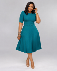 Primrose Belted Pleated Midi Dress