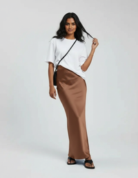 Bronte Satin-Look High-Waist Midi Skirt