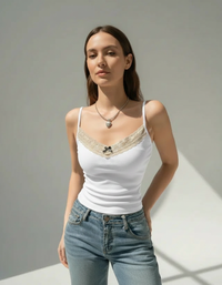 Daphne Lace-Trim Cropped Camisole Top