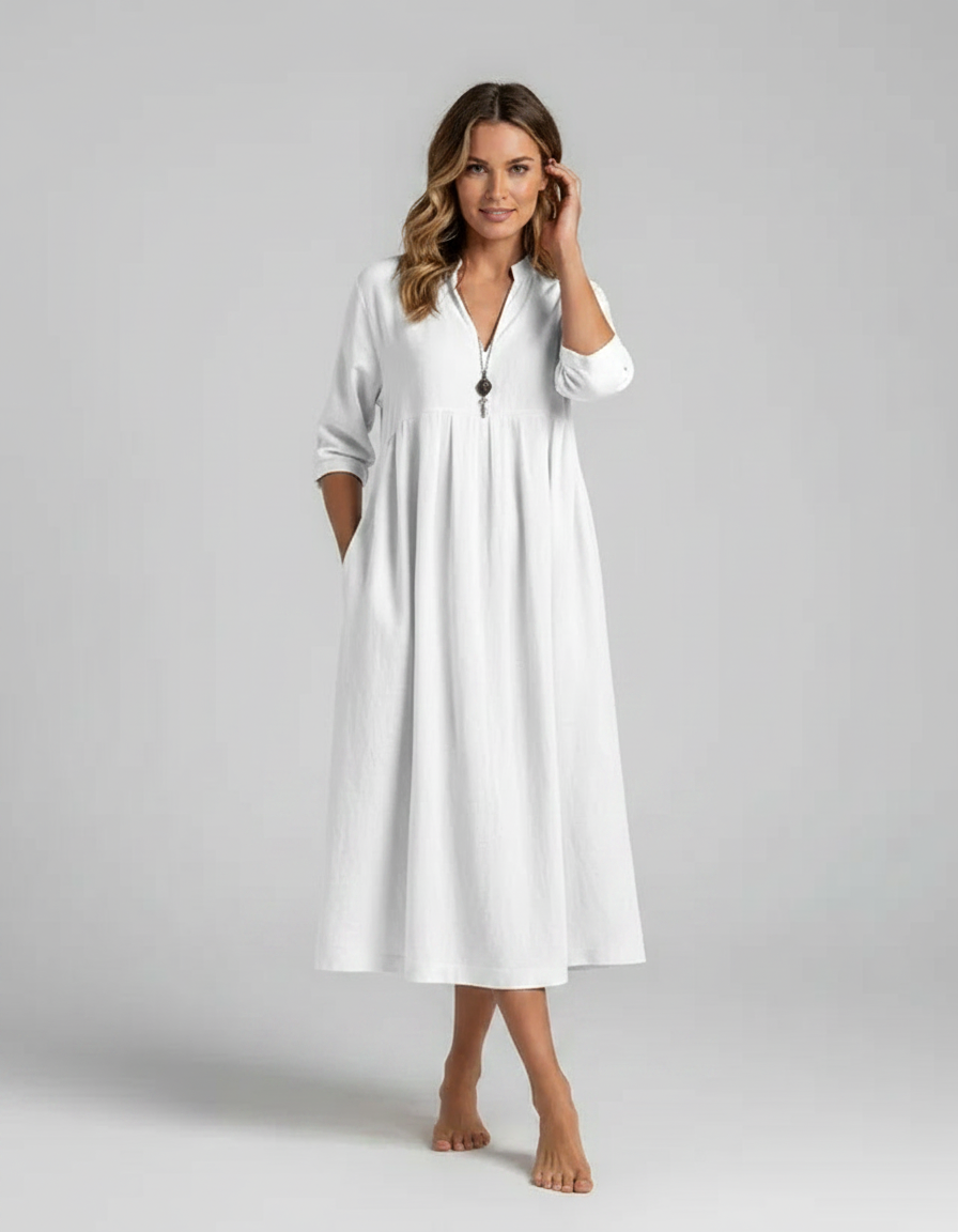 Daria Cotton-Blend V-Neck Maxi Dress