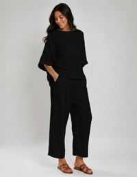 Raina Short-Sleeve Top & Trouser Set