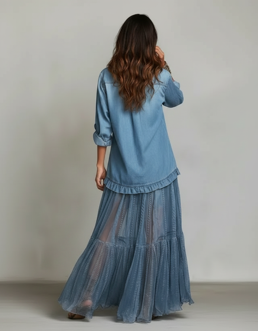 Bianca Denim Shirt Maxi Dress