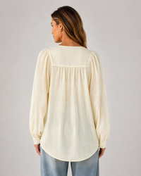 Eloise V-Neck Lace-Up Blouse