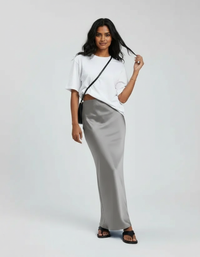 Bronte Satin-Look High-Waist Midi Skirt