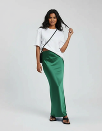 Bronte Satin-Look High-Waist Midi Skirt
